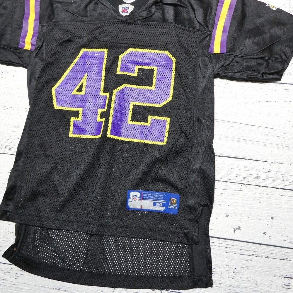 Minnesota Vikings Football Jersey Boys Medium Black NFL Reebok Sharper 42 - Picture 2 of 11